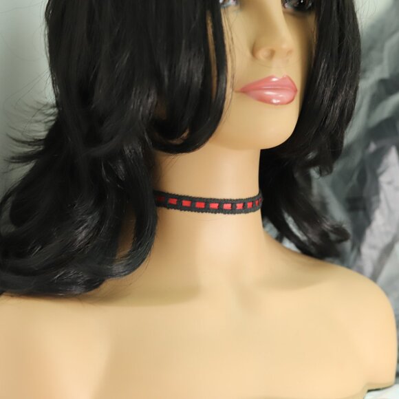 Lace Gothic Choker Adjustable Length Black with Red trim (#73) - Picture 4 of 8